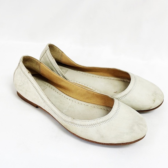 Frye Shoes - FRYE Off White Leather Flats Slip Ons Size 8